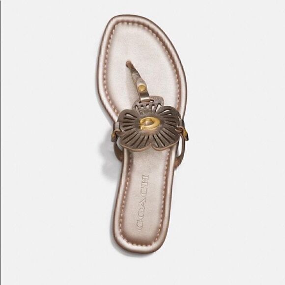 10 COACH JULIA SANDALS metallic gold or champagne Bnib - Picture 3 of 12